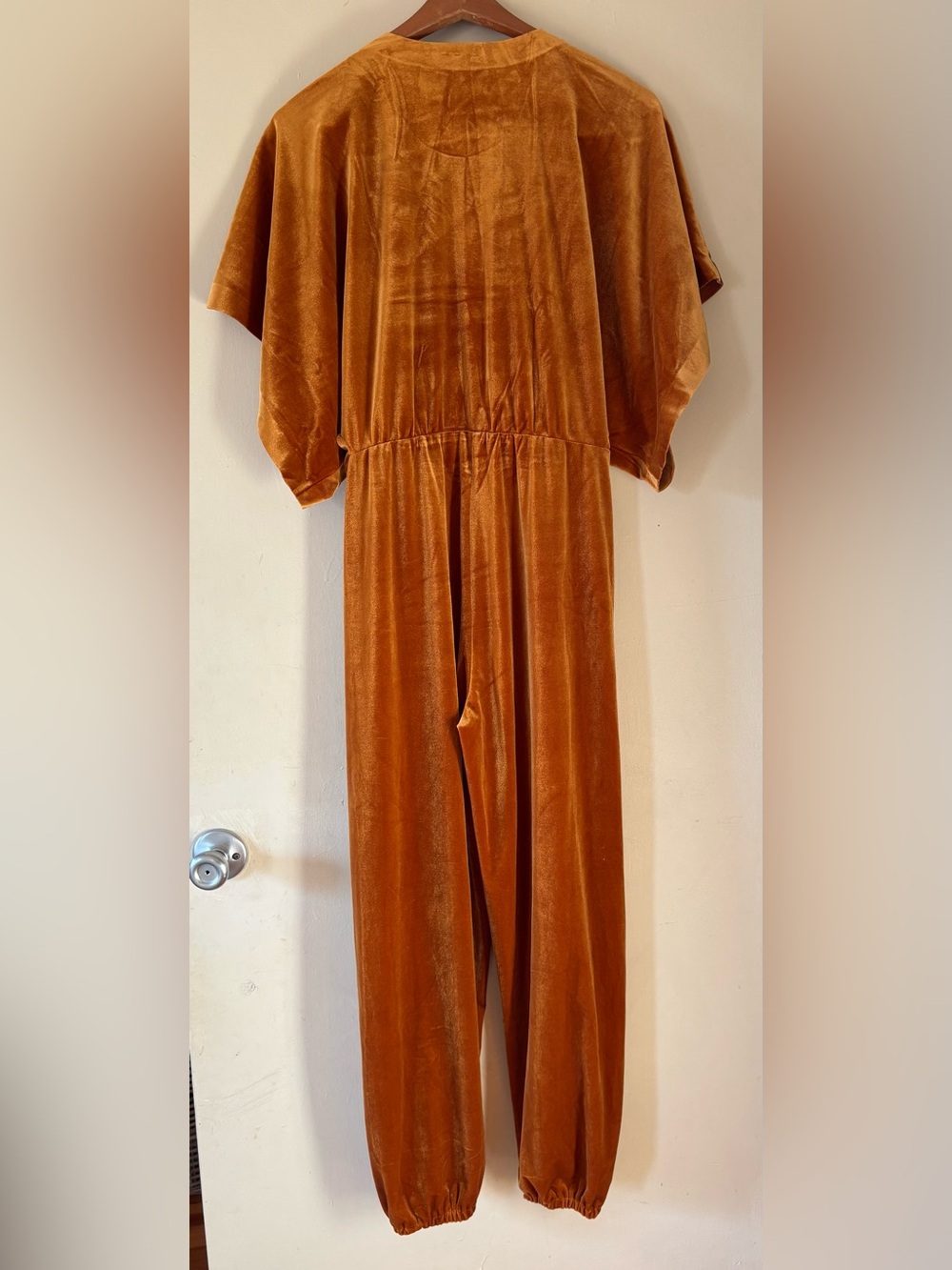 Norma Kamali Velvet Jumpsuit in Rust Orange - Picture 6 of 10